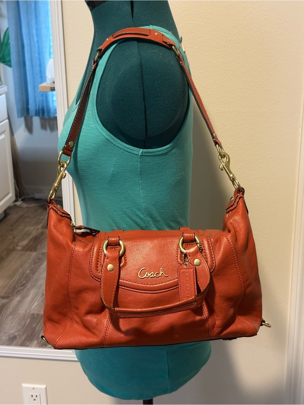 Coach Leather Shoulder Bag in Burnt Orange